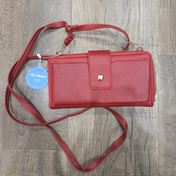 Chic Unlimited Red Synthetic Leather Crossbody Walket - Picture 2 of 5